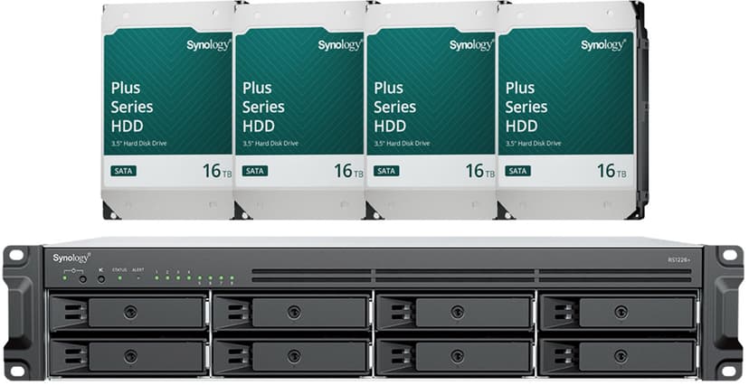 Synology RS1226+ NAS Med 64TB (4x16TB) Förinstallerad