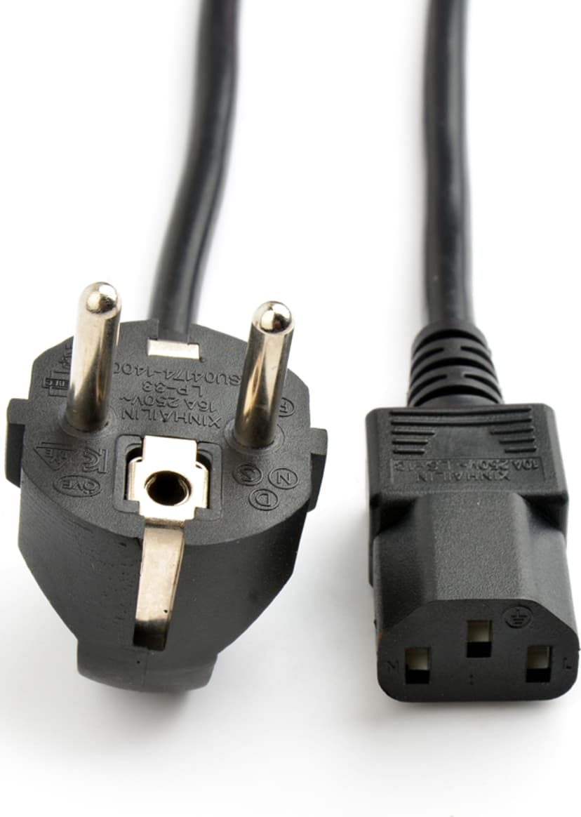 Prokord Strømkabel 3m CEE7/7 C13 Svart