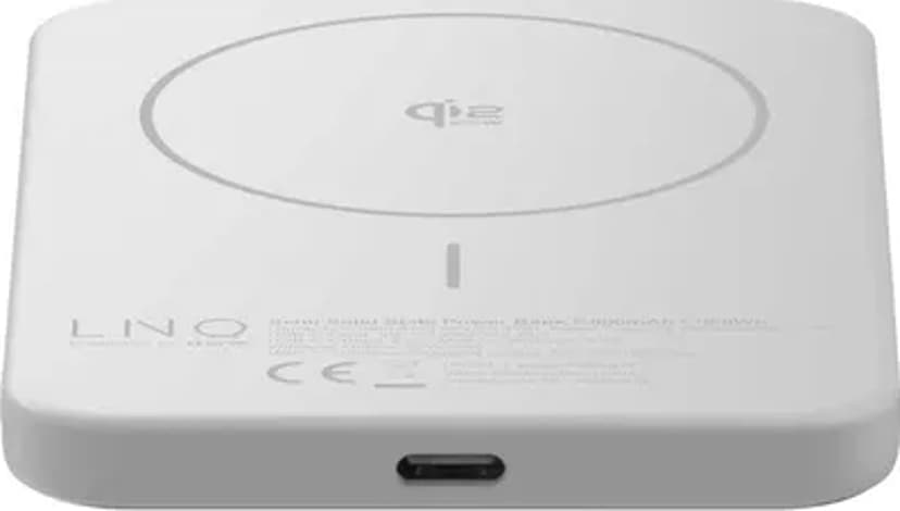 LINQ Powerbank Magnetisk Trådløs QI2.2 25W 5000mAh Sølv 5000mAh Sølv