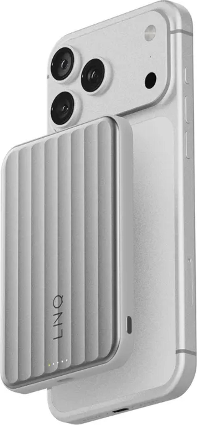 LINQ Powerbank Magnetisk Trådløs QI2.2 25W 5000mAh Sølv 5000mAh Sølv