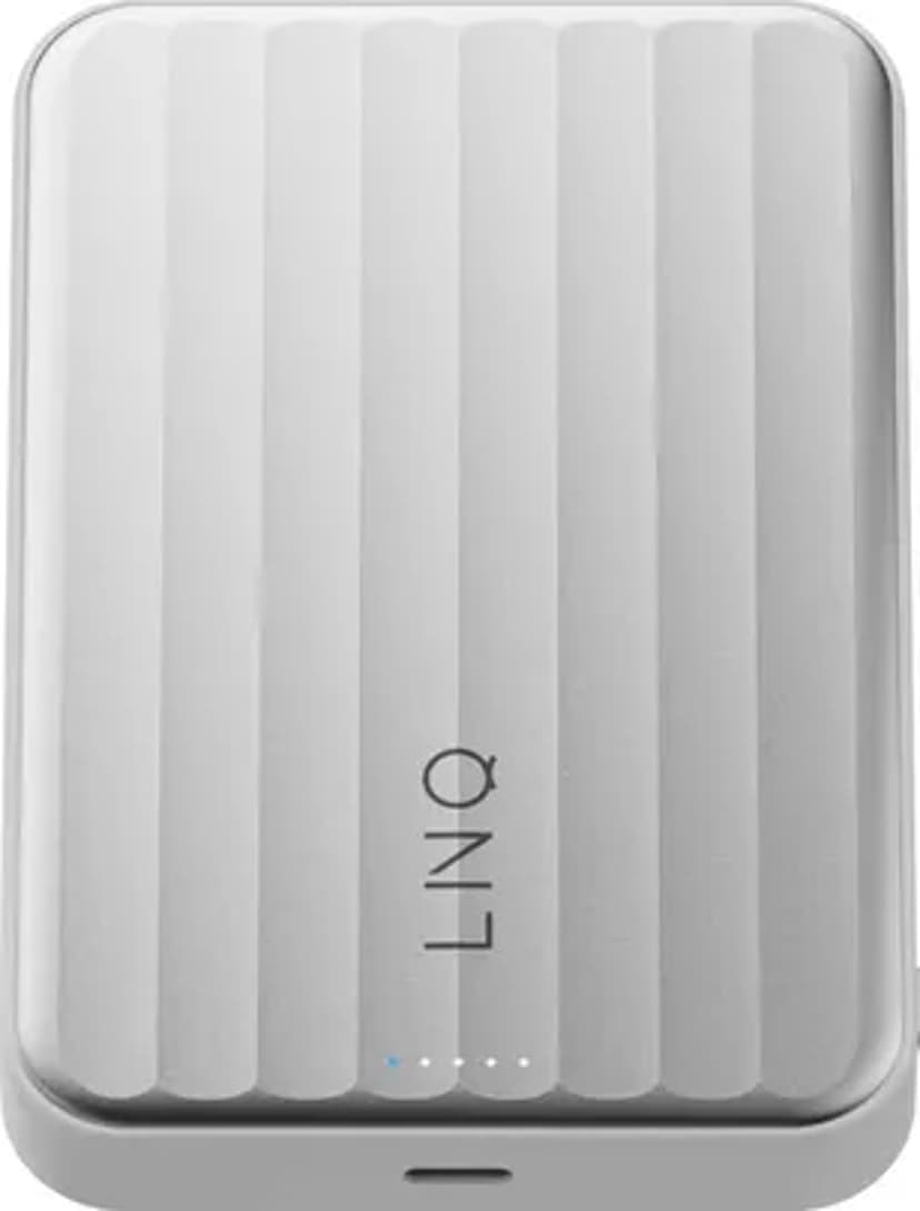 LINQ Powerbank Magnetisk Trådløs QI2.2 25W 10000mAh Sølv 10000mAh Sølv