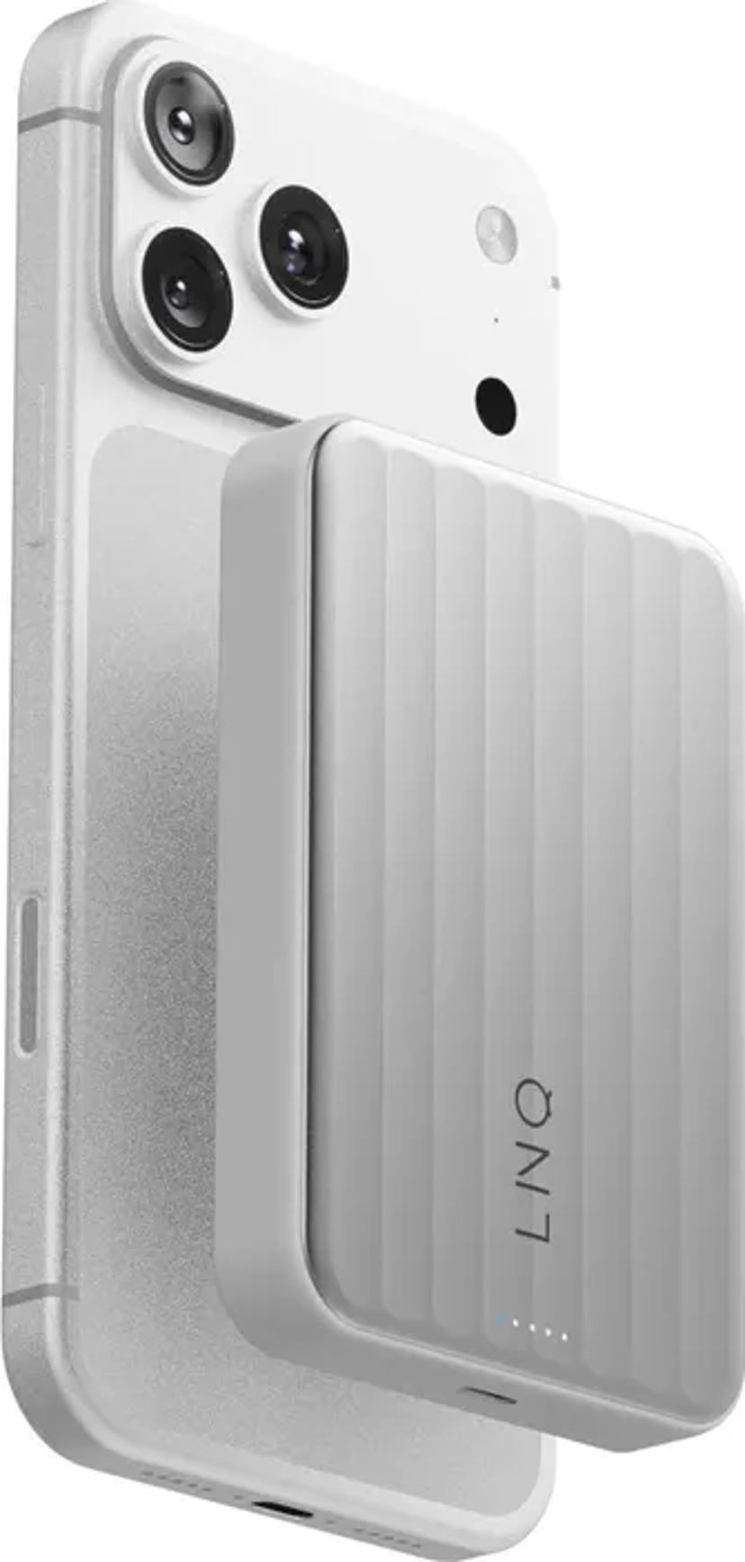 LINQ Powerbank Magnetisk Trådløs QI2.2 25W 10000mAh Sølv 10000mAh Sølv
