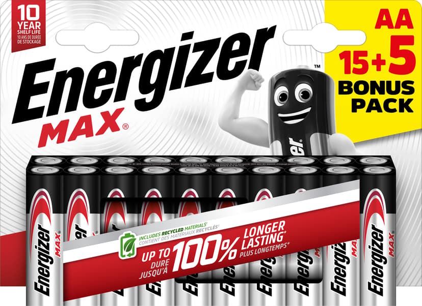 Energizer Max Alkaline AA 15+5-Pack