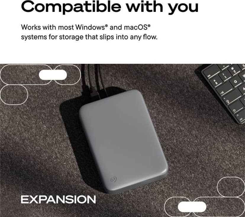 Seagate Expansion Desktop HDD 20TB Grå