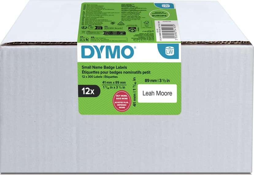 Dymo Labels Naamlabel 89x41mm Verwijderbaar 300st/Rol 12-Pack