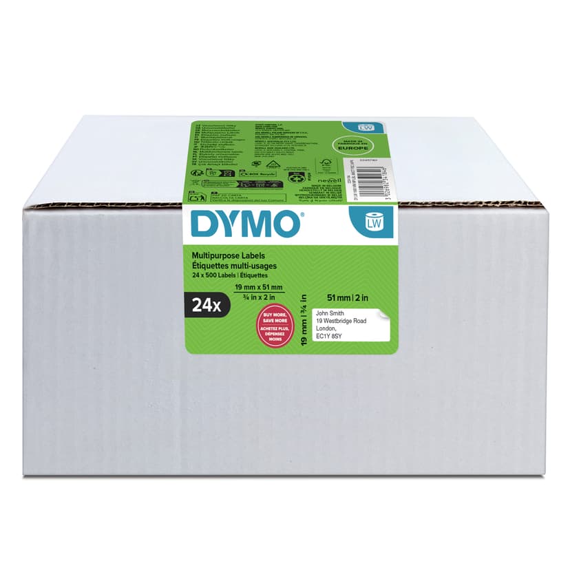 Dymo Labels Universal 51x19mm 500pcs/Roll 24-Pack