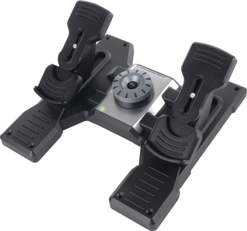 Logitech Pro Flight Rudder Pedals Silver, Svart