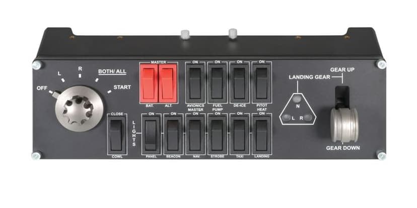 Logitech Pro Flight Switch Panel Hopea, Musta, Punainen