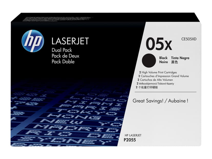 HP Toner Sort 6.5K - CE505XD 2-Pack