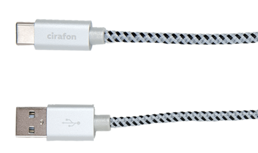 Cirafon Sync/Charge Cable USB-C 2m USB-A USB-C Zwart, Wit