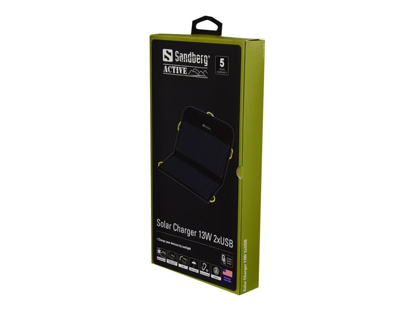Sandberg Solar Charger 13W 2xUSB Svart Gul, Svart