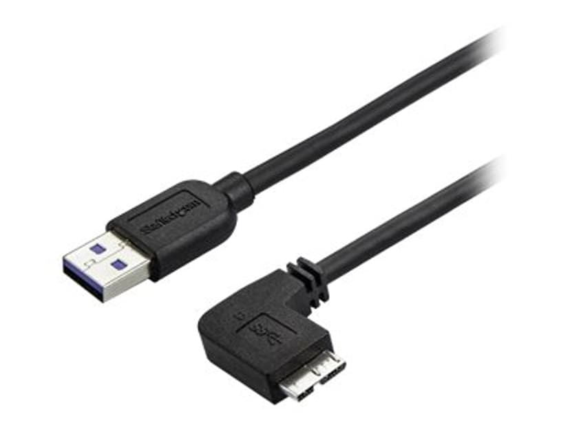 Startech 3ft Slim Right-Angle Micro USB 3.0 Cable 1m USB-A Micro USB-B Musta