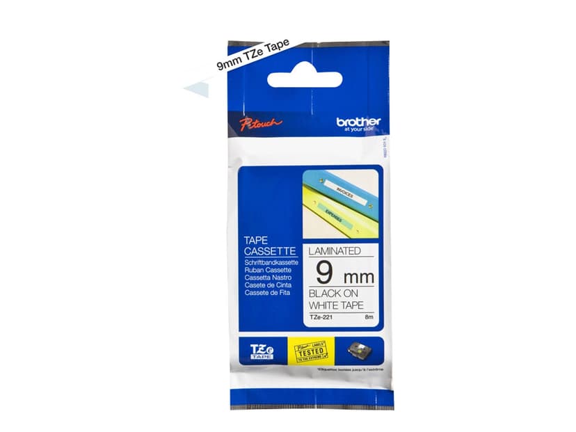 Brother Tape 9mm TZe-221 Svart/Vit