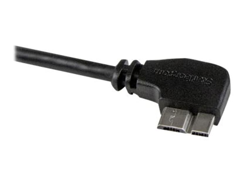 Startech 3ft Slim Right-Angle Micro USB 3.0 Cable 1m USB-A Micro USB-B Musta