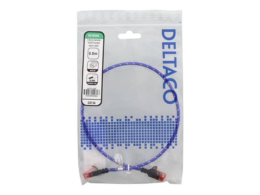 Deltaco Koblingskabel RJ-45 Cat6a 0.5m Blå
