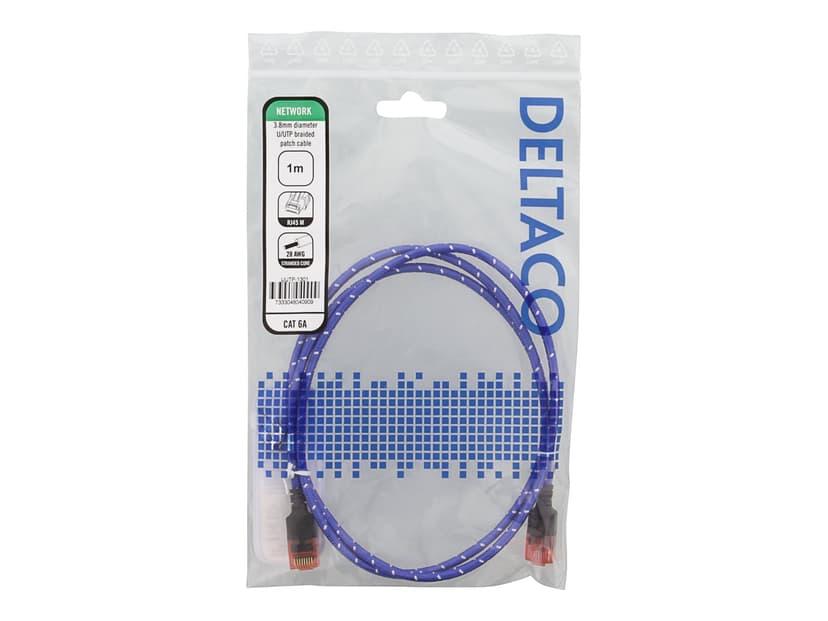 Deltaco Patch-kabel RJ-45 Cat 6A 1m Blå