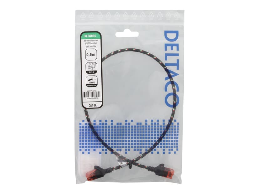 Deltaco Patchkabel RJ-45 Cat 6A 0.5m Sort