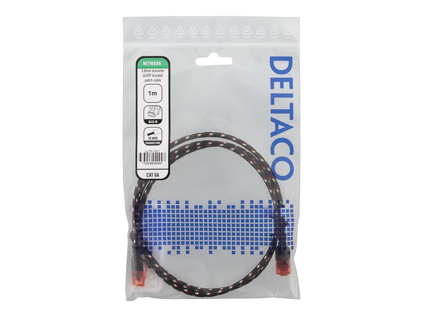 Deltaco Patch-kabel RJ-45 Cat6a 1m Svart
