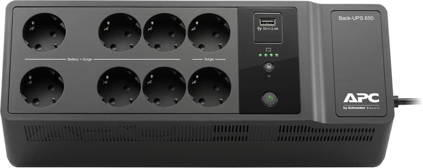 APC Back-UPS 650VA 230V 1 USB charging port - (Offline-) USV UPS-virtalähde Valmiustila (ilman yhteyttä) 0,65 kVA 400 W 8 AC-pistorasia(a)