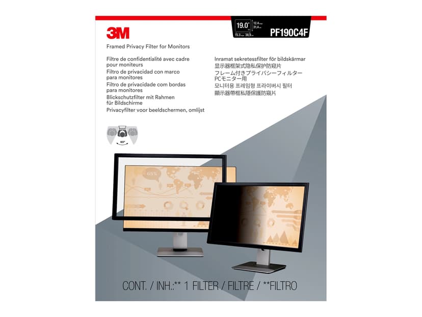 3M Indrammet databeskyttelsesfilter til 19" standardskærm 5:4