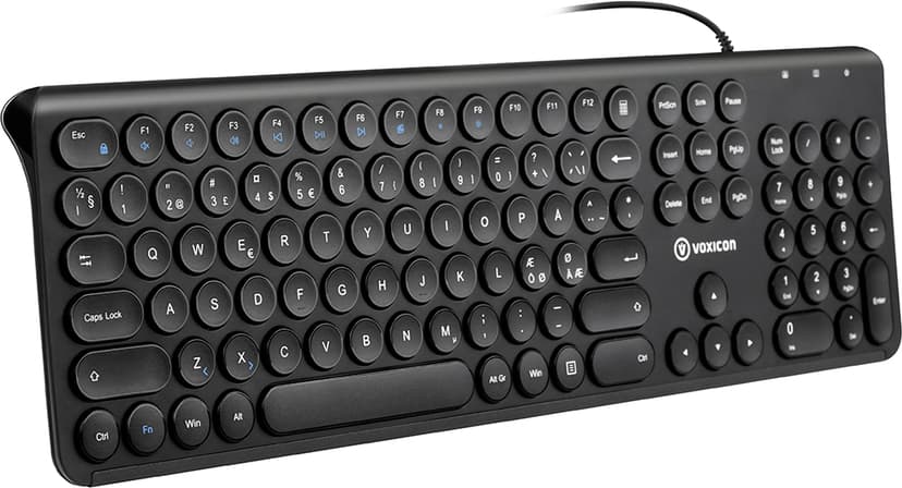 Voxicon Trådad Slim Metal Tangentbord 282W Svart Kabel Nordisk
