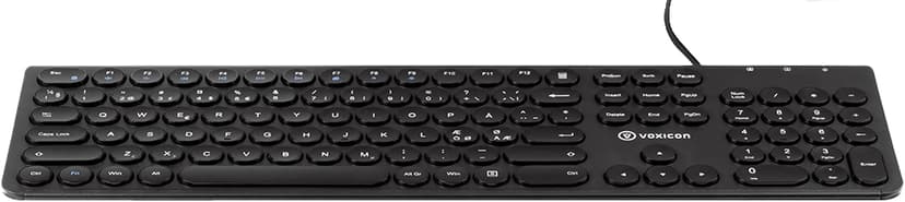 Voxicon Trådad Slim Metal Tangentbord 282W Svart Kabel Nordisk