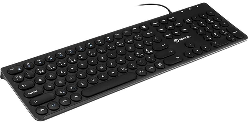 Voxicon Trådad Slim Metal Tangentbord 282W Svart Kabel Nordisk