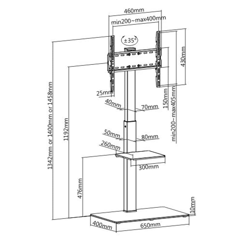Prokord TV-Stand View Black 32"-55"