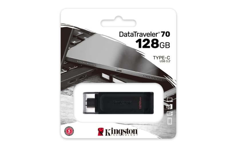 Kingston DataTraveler 70 128GB USB Type-C Zwart