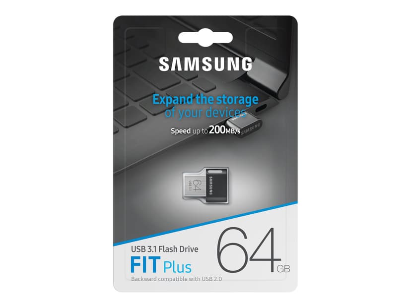 Samsung FIT Plus 64GB USB-A Grå, Silver