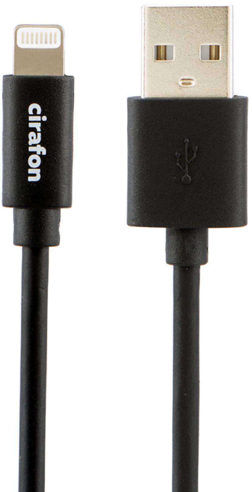 Cirafon iPad/iPhone/iPod-opladning/datakabel 2m Sort