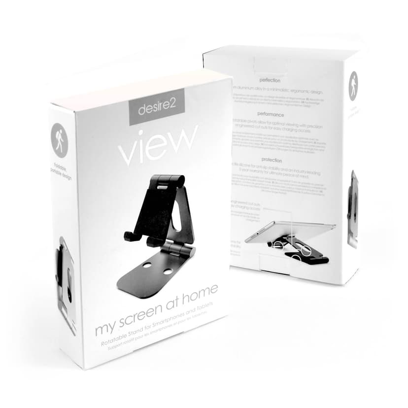 Desire2 Tablet/Mobilhållare Dubbelledad Svart