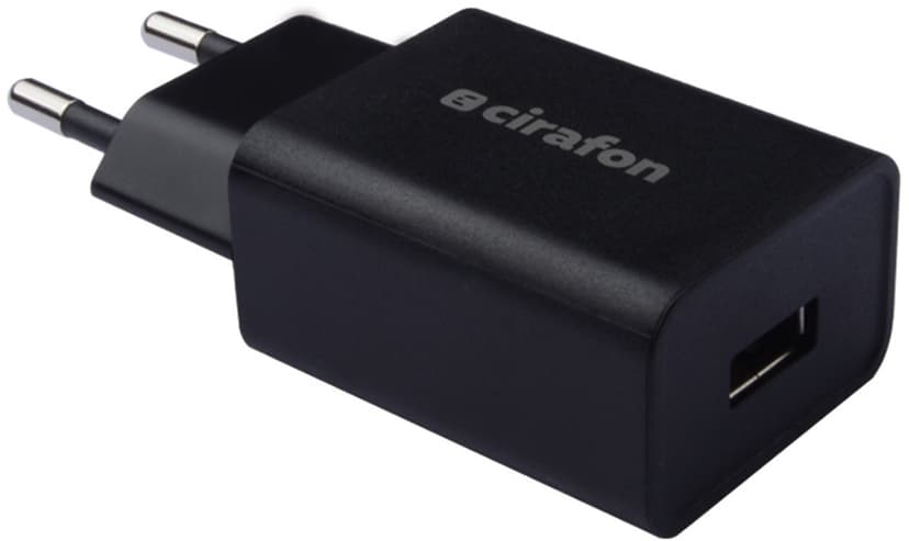 Cirafon Wall Charger 1xUSB 230V 5V 2.4A Black Sort