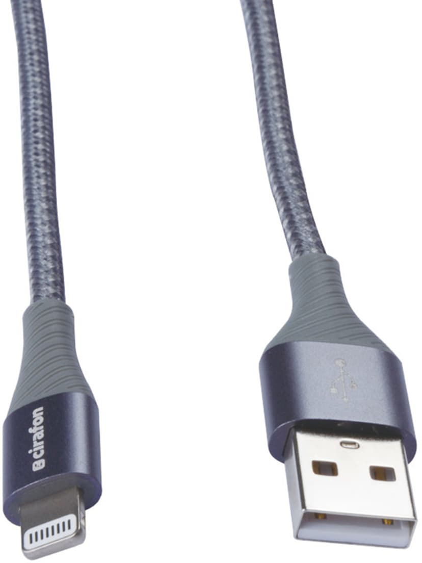 Cirafon iPad/iPhone/iPod-laddning/datakabel lightning 1.2m Grå