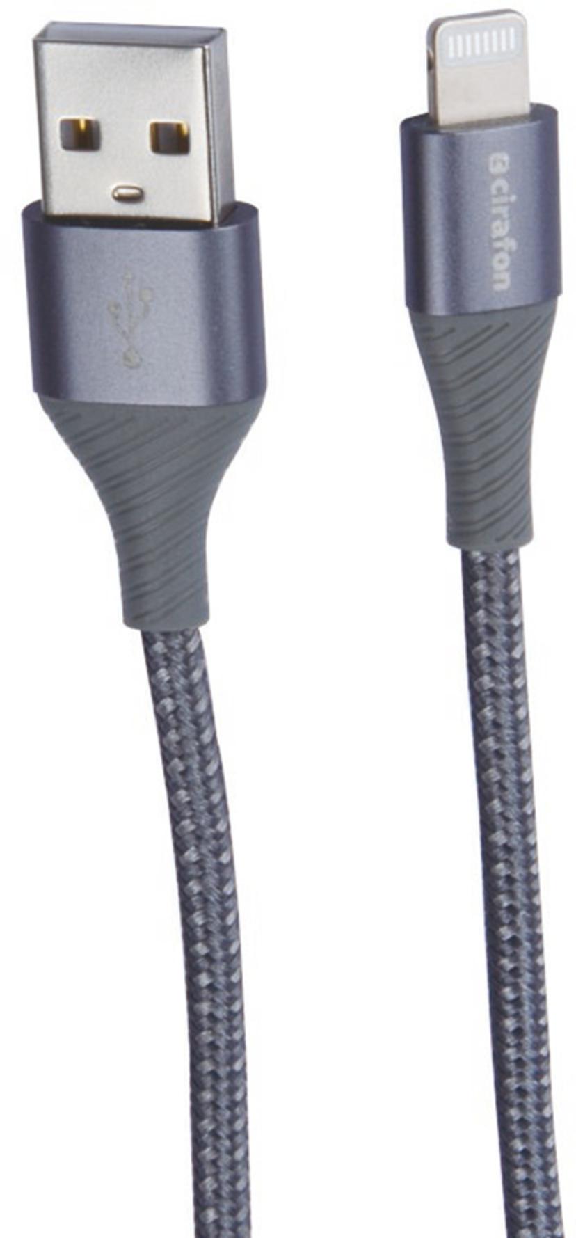Cirafon Sync/Charge Cable AM To Lightning 1.2m Braided B Mfi 1.2m Harmaa