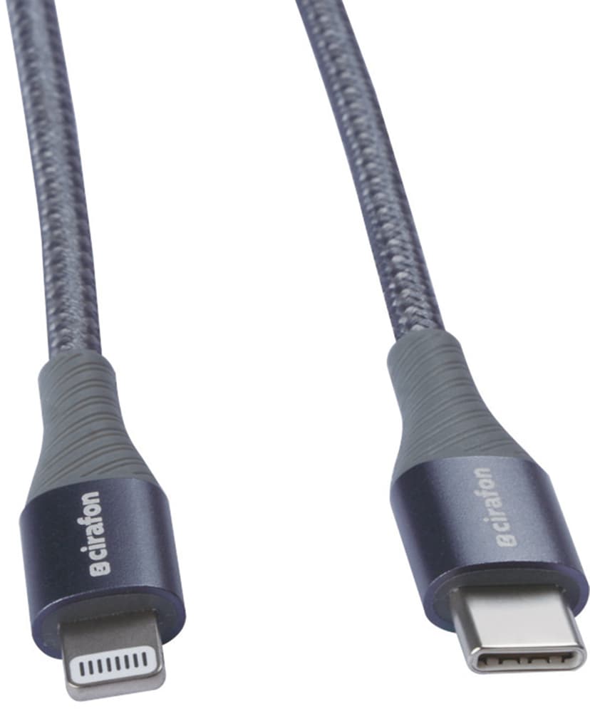 Cirafon Snabbladdningskabel USB-C till Lightning 1.2m Grå