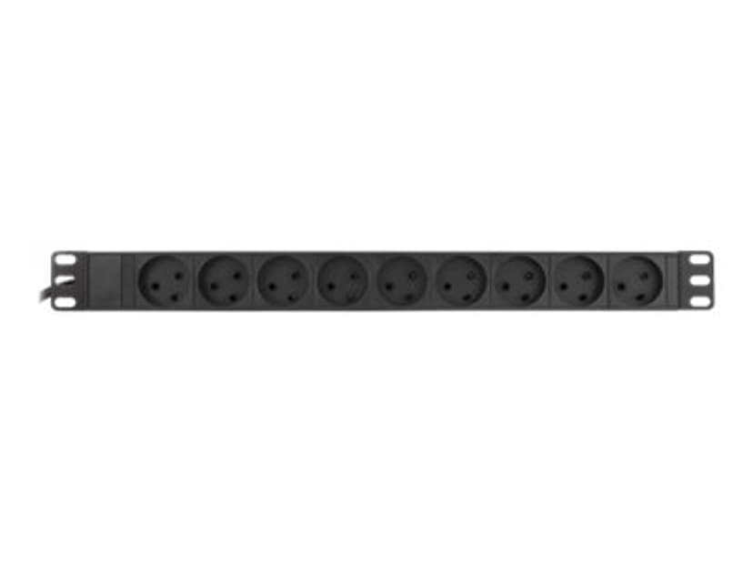 Deltaco PDU, 9 x CEE 7/4, 1 x CEE 7/7, 2 m, svart