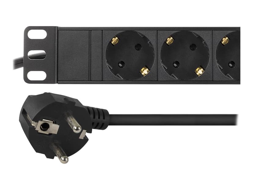 Deltaco PDU 9 x CEE 7/4 1 x CEE 7/7 2 m musta
