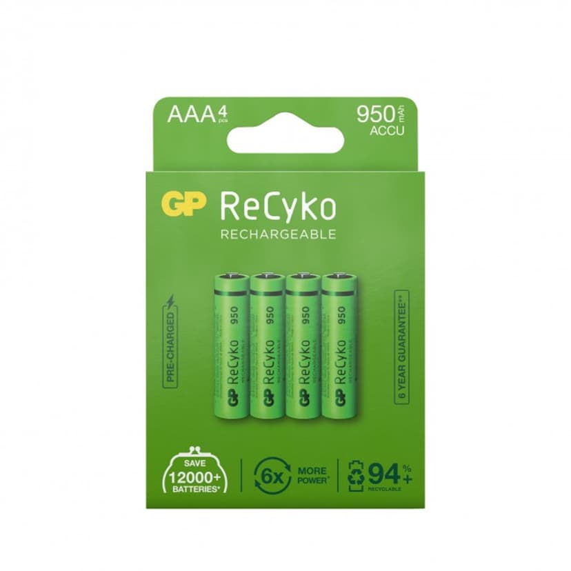 GP Batteri ReCyko 4kpl AAA 1000mAh Ladattavaa akkua