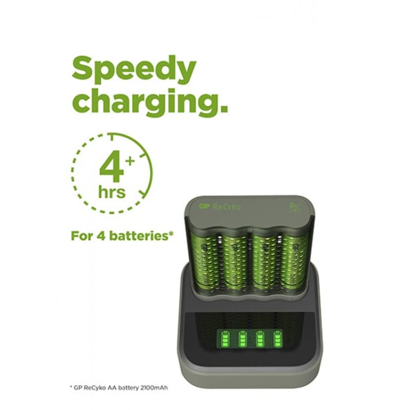GP ReCyko Speed Charger M451 USB + Lataustelakka + 4kpl 2600mAh akkua