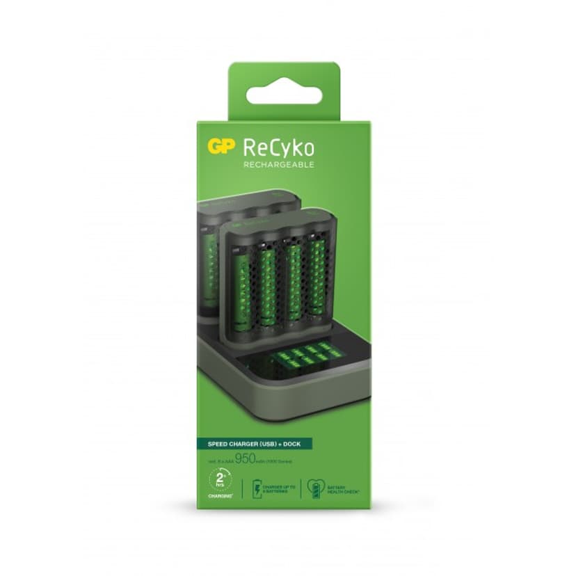 GP ReCyko Speed Charger M451 USB + Dubbel laddningsdocka + 8st 2600mAh Batteri