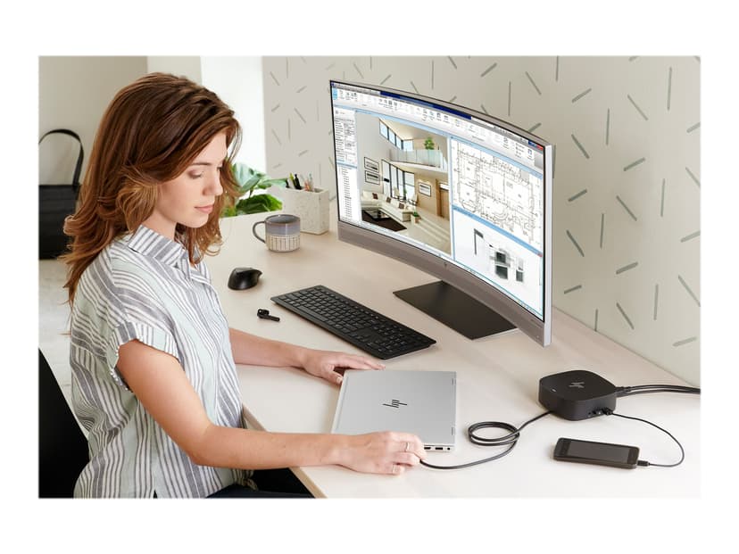 HP Dock G5 USB-C Docking Station - (Kuppvare klasse 2) USB-C 3.2 Gen 1 (3.1 Gen 1)