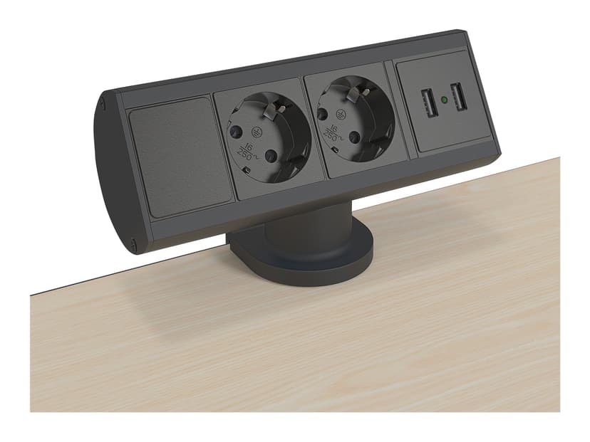 Axessline 935-D2UC stikkontakt 2 x Type F + 2 x USB A Sort