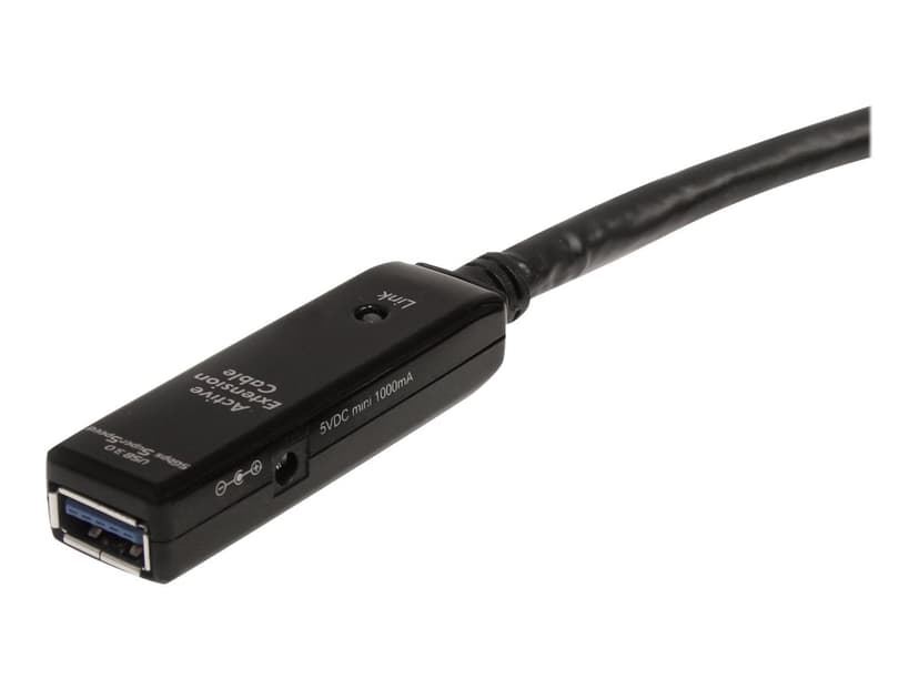 Startech 16.4ft Active USB 3.0 Extension Cable with AC Power Adapter 5m USB-A USB-A Svart