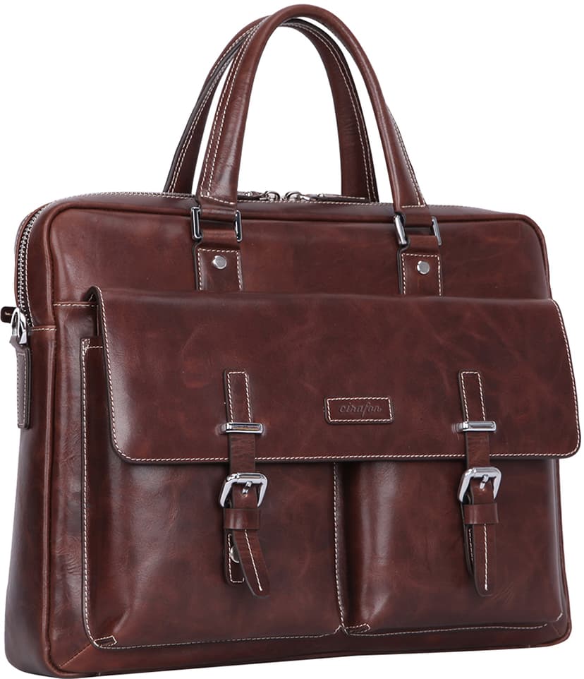 Cirafon Leather Vintage Veske 15.6" Ekte lær Brun