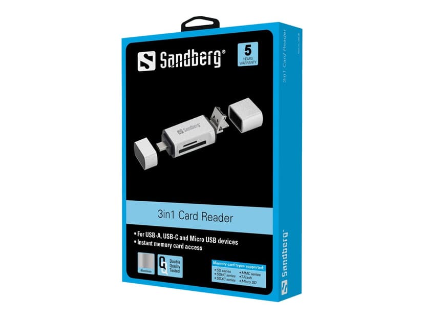 Sandberg Card Reader USB-C+USB+MicroUSB