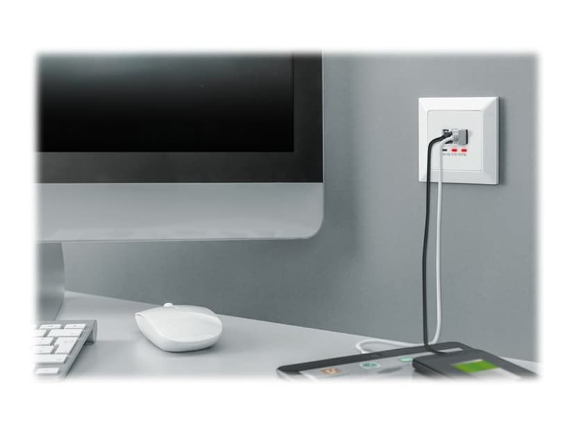 Digitus DA-70618 eluttag 2 x USB A + 1 x USB C Vit