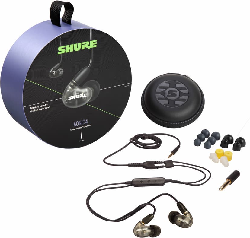 Shure AONIC 4 Stereo Gennemsigtig, Grå, Sort