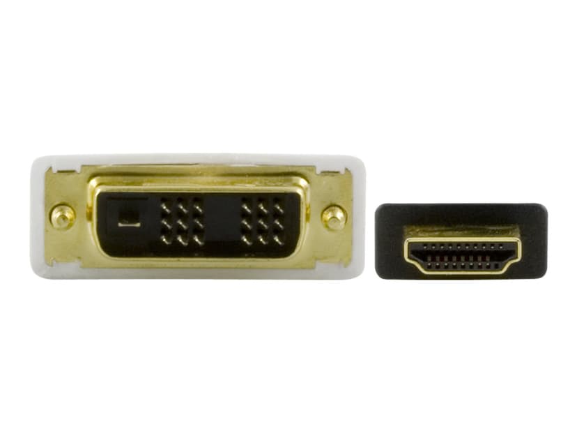 Deltaco HDMI U - DVI-D Single Link U, 2m Kaapeli 2m HDMI Musta, Valkoinen