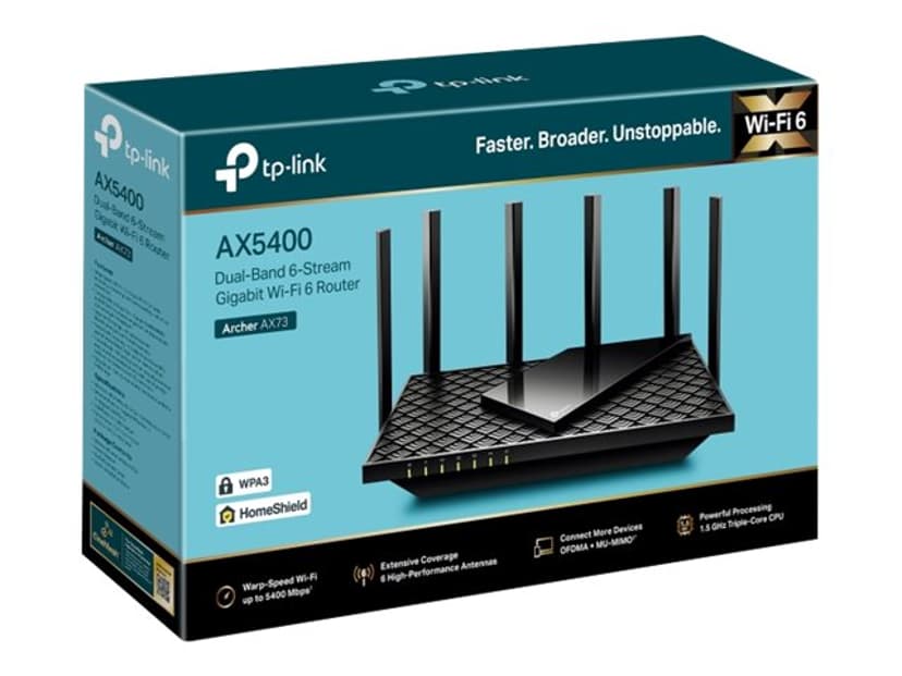 TP-Link Archer AX73 trådlös router Gigabit Ethernet Dual-band (2,4 GHz / 5 GHz) Svart